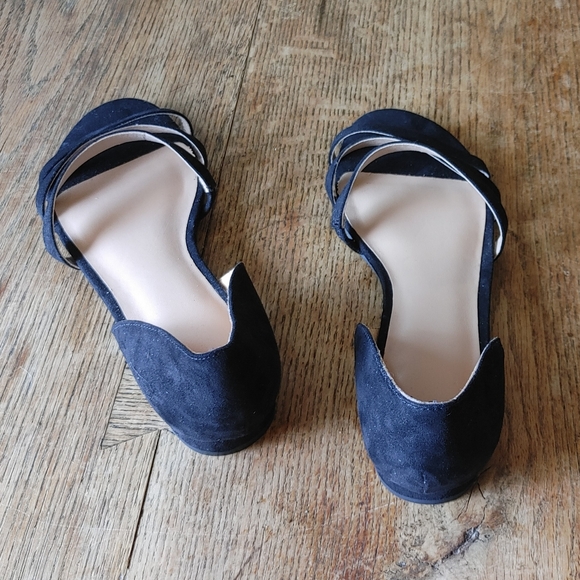 Women's Black Slip On Sandal Ballet Flats - Picture 8 of 8